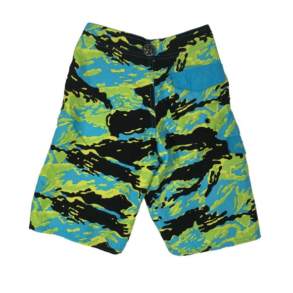 Maui & Sons Youth Small‎ Blue Green Black Camo Board Shorts, Swimming Trunks, S - Picture 4 of 9